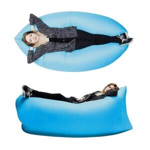 POUCH COUCH INFLATABLE SEATING CUSHION – BLUE – OUTDOOR/INDOOR – RIPSTOP FABRIC